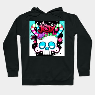 Kawaii Skull Candy Cane - Christmas Graphic Graffiti Art - Holiday Gift - Joy Hoodie